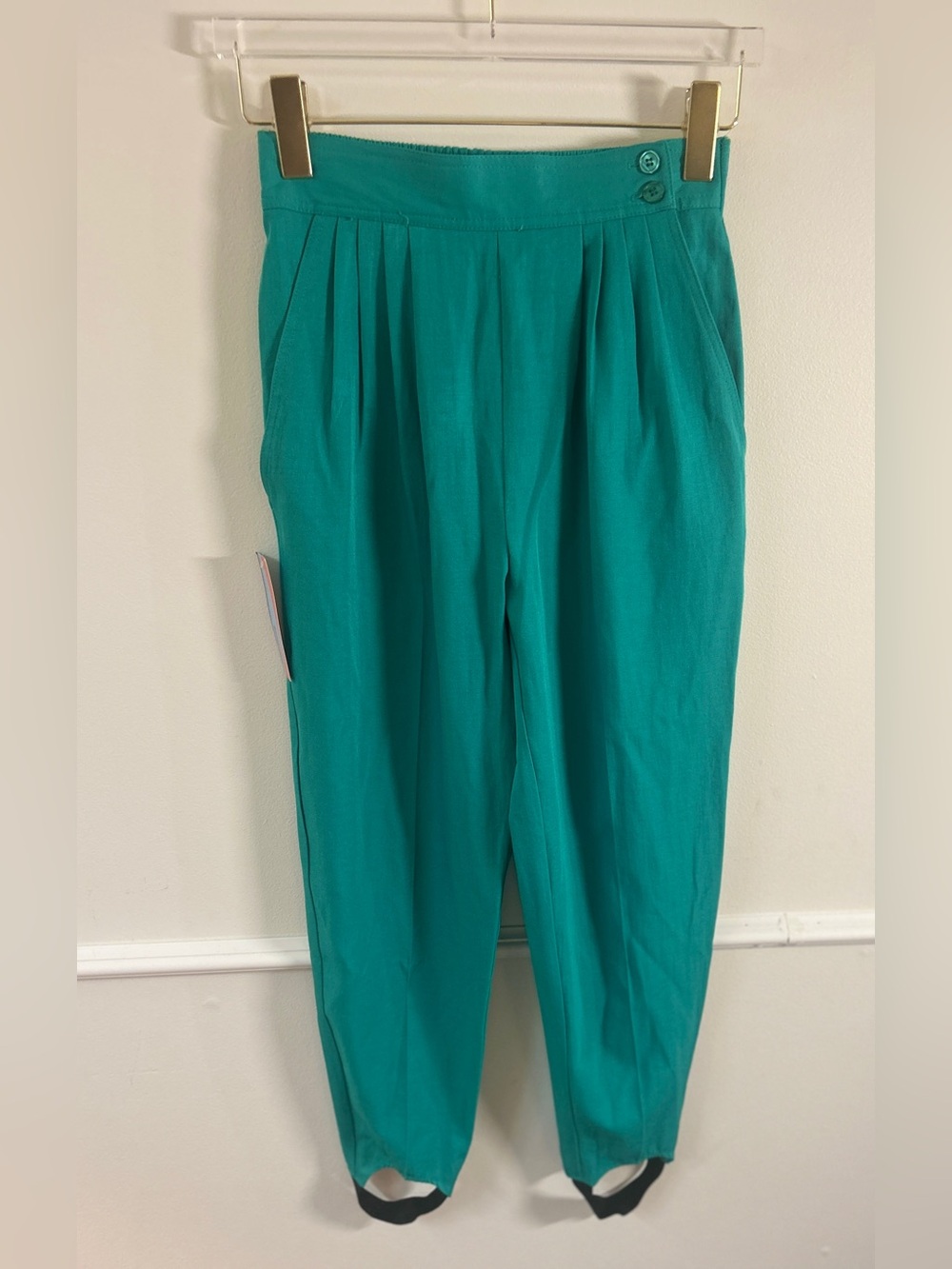 Vintage 80s Teal Stirrup Pants by 
Counterparts Petites • Size Small